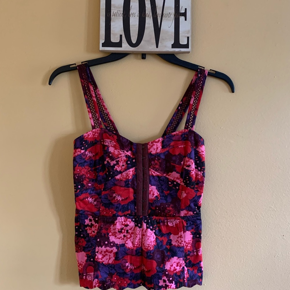 Free People Size 0, Peplum Floral print Tank Top. - Picture 2 of 13